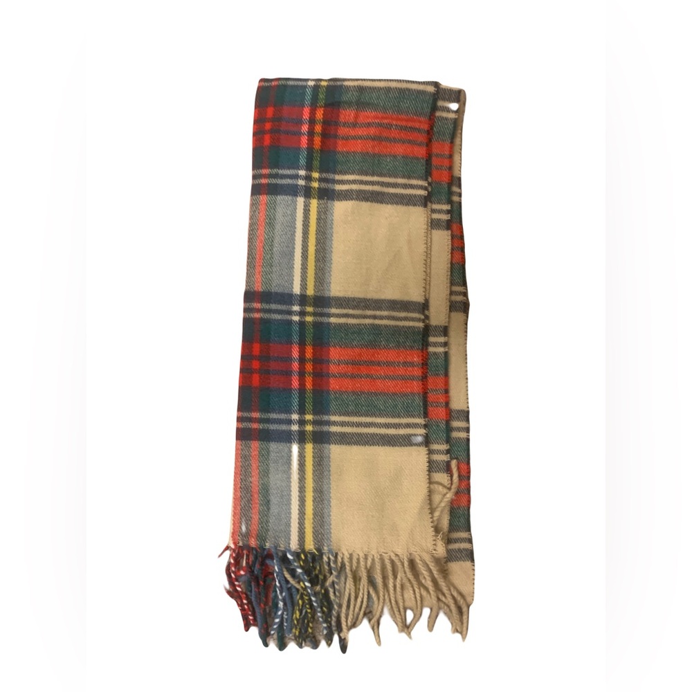 Cashmere Vicose Blend Plaid Scarf - EUC